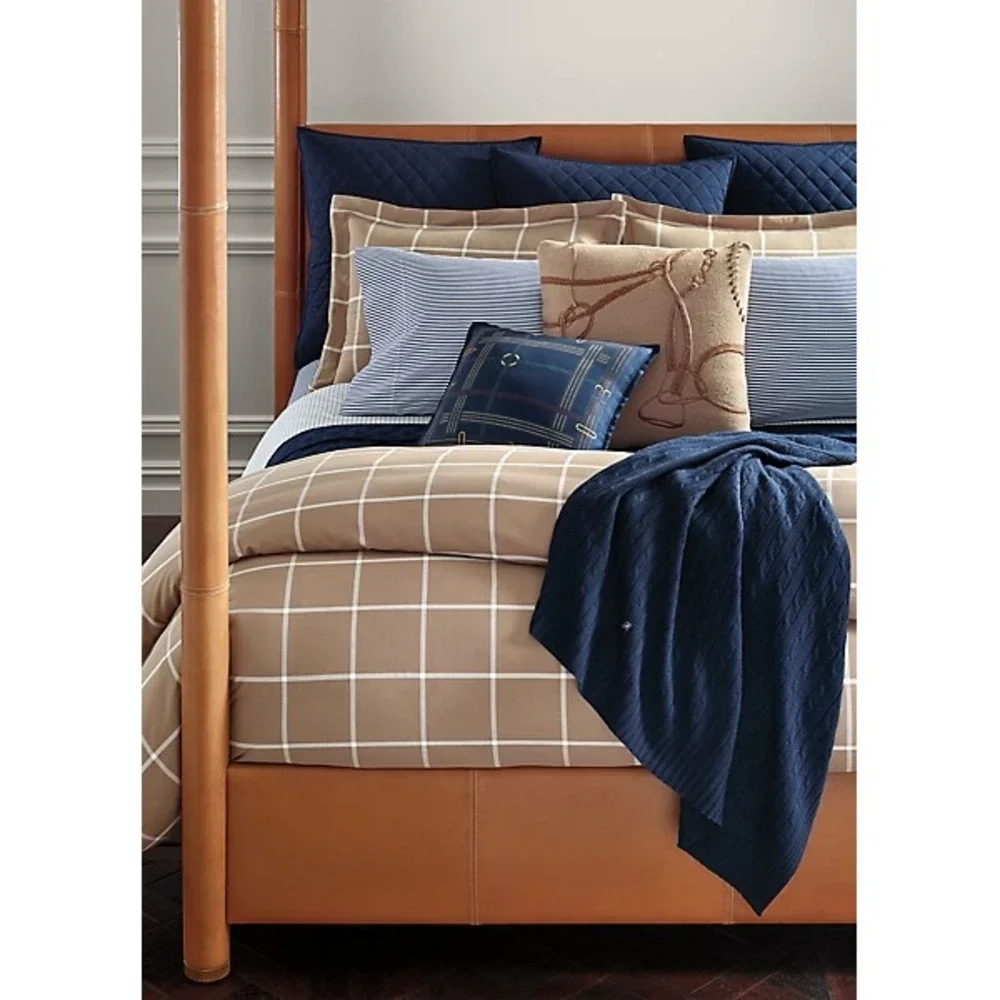 NEW Ralph Lauren Brown Modern Equestrian Duvet Cover Cashmere Size  FULL / QUEEN